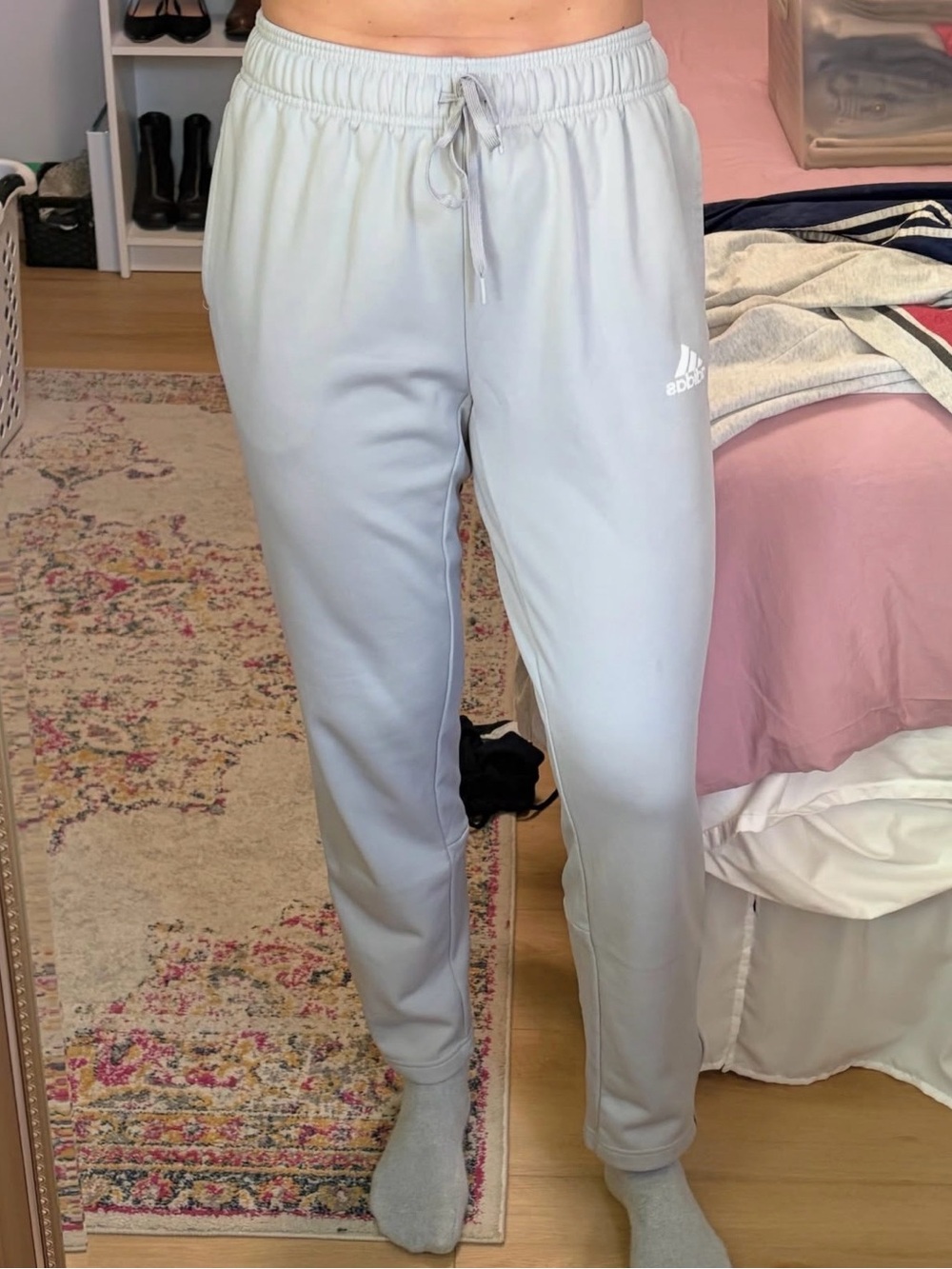 adidas Pale Gray Drawstring Track Pants